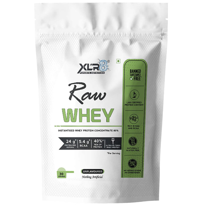 XLR8 Sports Nutrition Raw Whey Instantised Whey Protein Concentrate 80% Unflavoured - Classic Derma