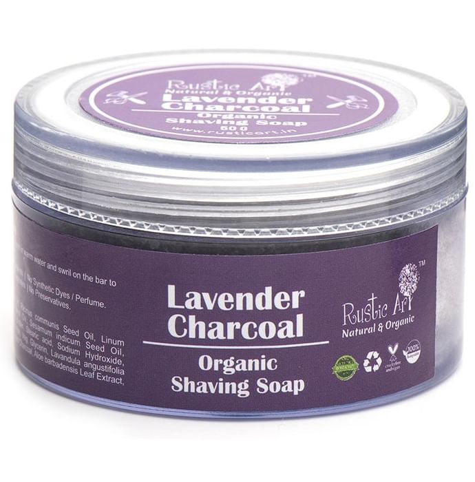 Rustic Art Lavender Charcoal Organic Shaving Soap - Classic Derma