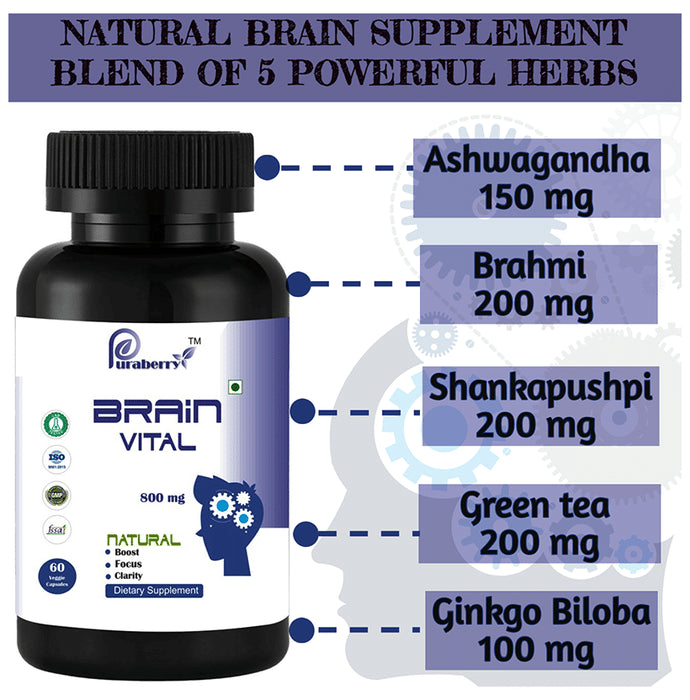 Puraberry Brain Vital 800mg Veggie Capsule