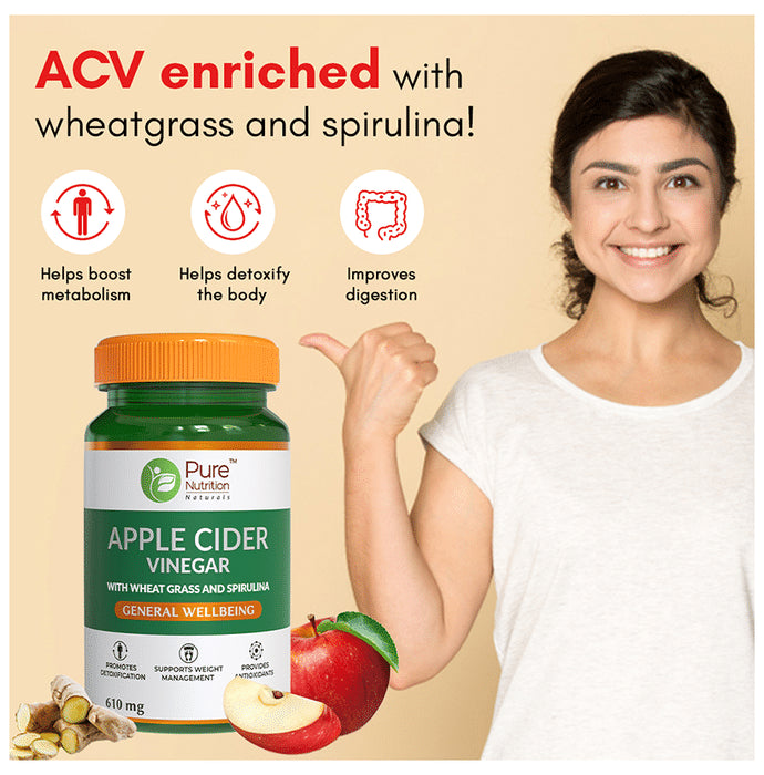 Pure Nutrition Apple Cider Vinegar 610mg Veg Capsule