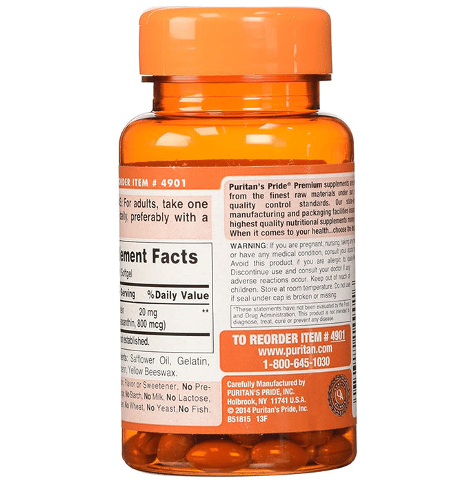 Puritan's Pride Lutigold Lutein 20mg Softgel