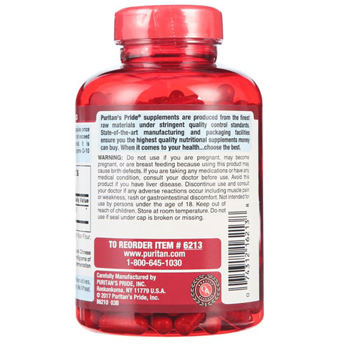 Puritan's Pride Premium Red Yeast Rice 600mg Rapid Release Capsule