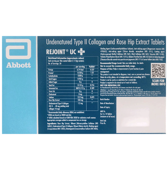 Rejoint UC Plus Tablet | Gluten Free | For Joint Health | Nutrition Care