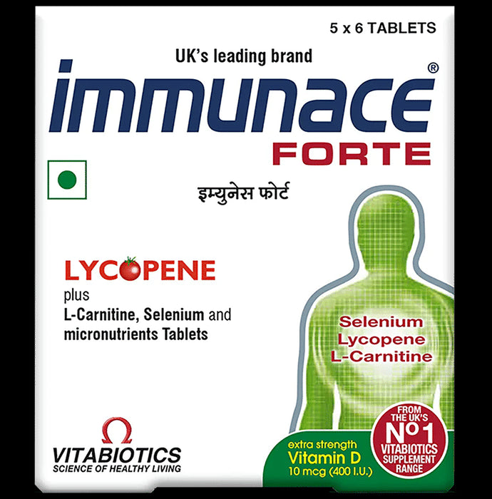 Immunace Forte Tablet with Lycopene+L-Carnitine, Vitamin D (400 IU) | For Immunity