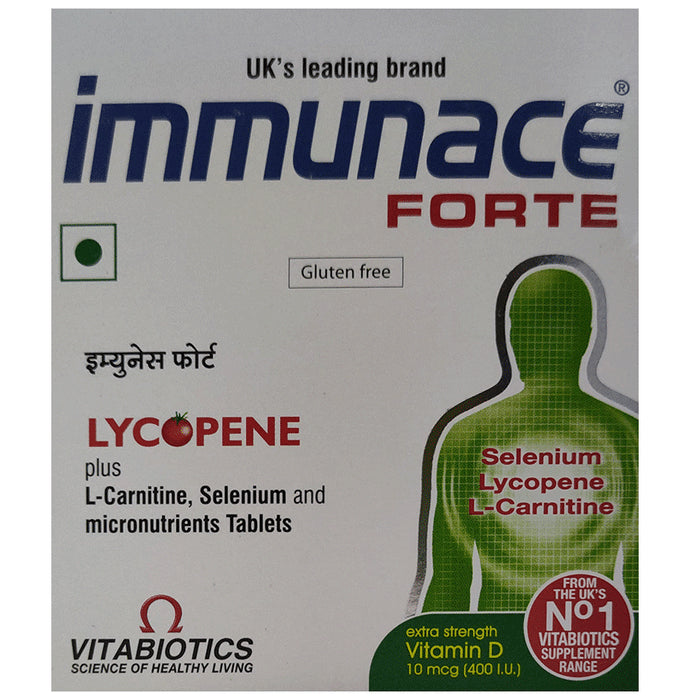 Immunace Forte Tablet with Lycopene+L-Carnitine, Vitamin D (400 IU) | For Immunity Tablet Gluten Free - Classic Derma
