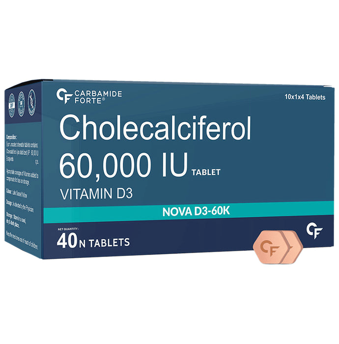 Carbamide Forte Cholecalciferol (Vitamin D) 60,000IU | For Immunity, Bones, Muscles & Joints | Tablet - Classic Derma