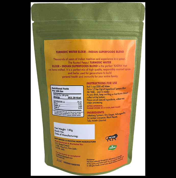 Rooted Peepul Turmeric Water Elixir Indian Superfood Blend