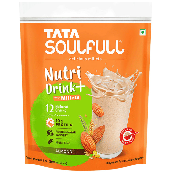 Tata Soulfull With Millets, Almond Flavour, NO Added Refined Sugar, Breakfast Cereal Mix Almond - Classic Derma