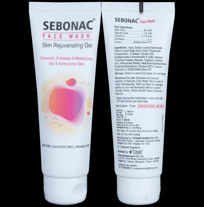 Sebonac Skin Rejuvenating Gel Face Wash | For Oily & Acne Prone Skin - Classic Derma
