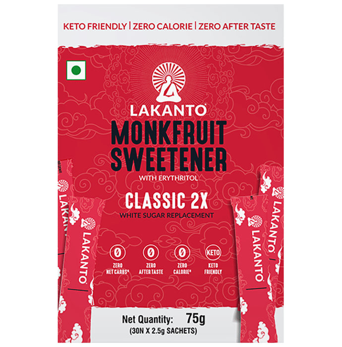 Lakanto Natural Sweetener-Classic Japanese Monkfruit Sticks | Sugar free, Zero Calories (30 Each) - Classic Derma