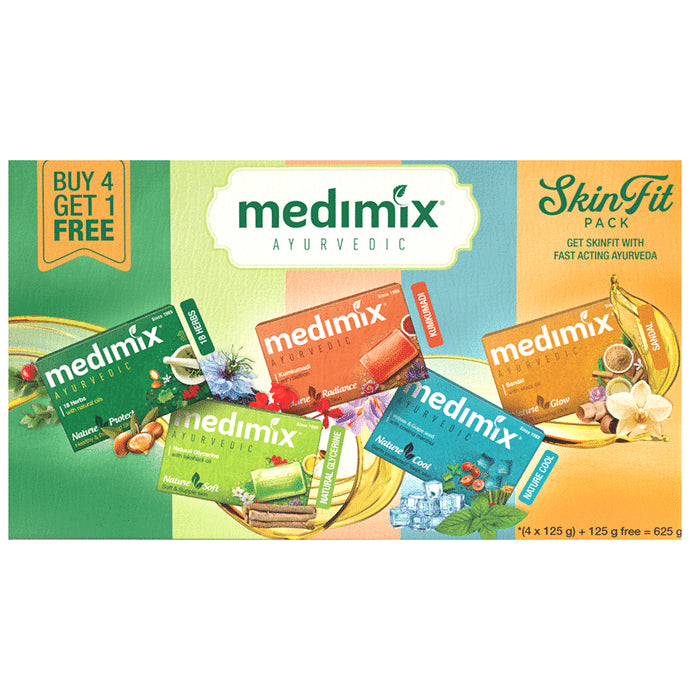 Medimix Ayurvedic Skin Fit Buy 4 Get 1 Free Soap (125gm Each) - Classic Derma