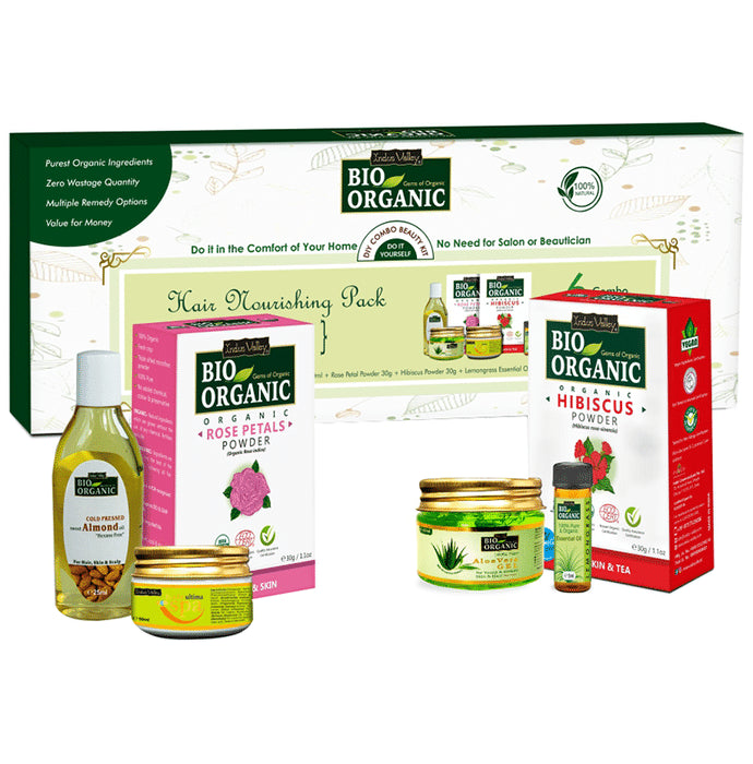 Indus Valley Bio Organic Hair Nourishing Pack DIY Combo Beauty Kit - Classic Derma