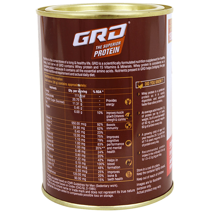 GRD Whey Protein with Vitamins & Minerals | Flavour Powder Chocolate