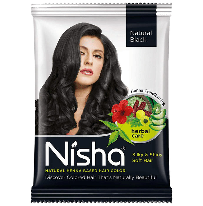 Nisha Natural Henna Based Hair Color Natural Black Pack of 10 - Classic Derma