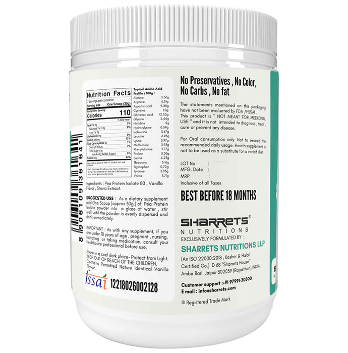 Sharrets Vegan Pea Protein Isolate 80 Powder Vanilla