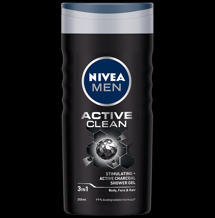 Nivea Men Shower Gel for Body, Skin & Hair | Active Clean - Classic Derma