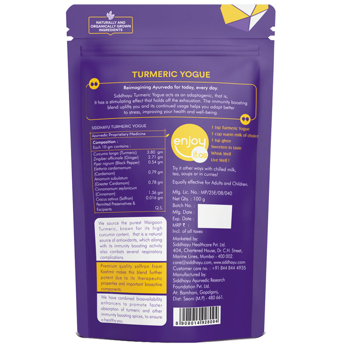 Siddhayu Turmeric Yogue Immunity Boosting Golden Latte