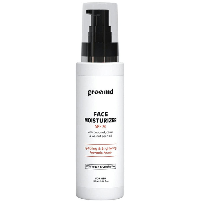 Groomd Face Moisturizer for Men with Coconut, Carrot & Walnut Seed Oil SPF 20 - Classic Derma