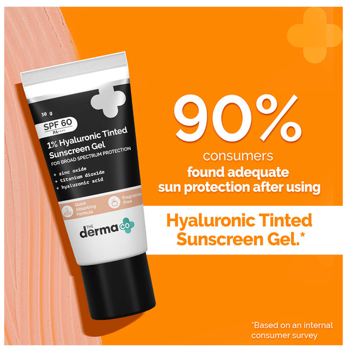 The Derma Co 1% Hyaluronic Tinted Sunscreen Gel SPF 60 PA++++
