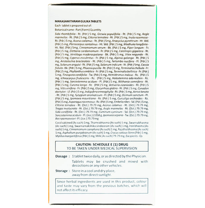 Sitaram Ayurveda Manasamithram Gulika Tablet