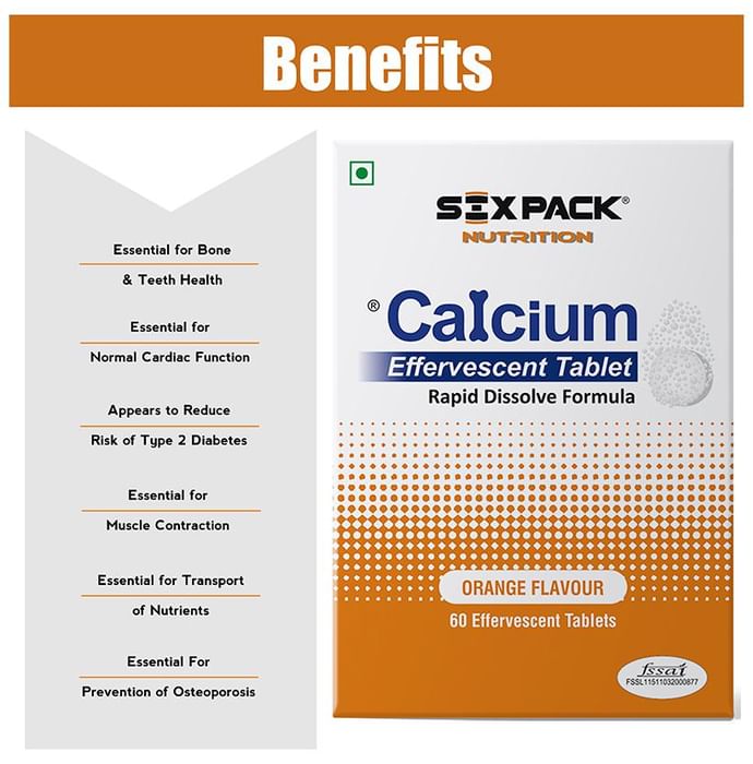 Sixpack Nutrition Calcium Orange Effervescent Tablet