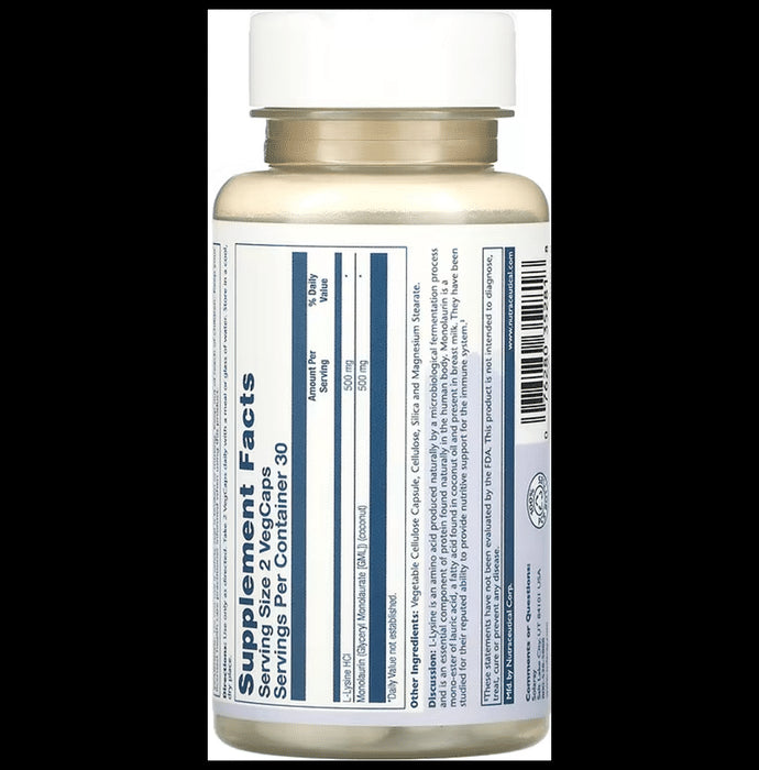 Solaray L-Lysine Monolaurin 1:1 Ratio Vegcaps