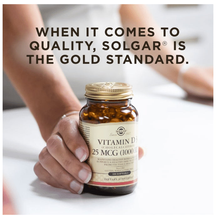 Solgar Vitamin D3 (Cholecalciferol) 1000IU | Softgel for Bones, Teeth, Immunity & Tissue Health