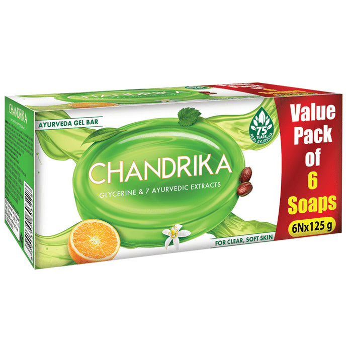 Chandrika Glycerine & 7 Ayurvedic Extracts Soap (125gm Each) - Classic Derma