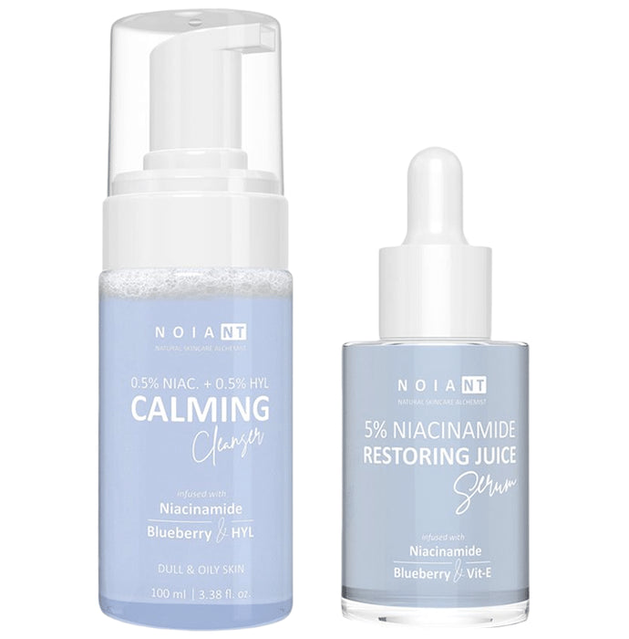 Noiant Combo Pack of 0.5% Niacinamide + 0.5% Hyl Calming Cleanser 100ml & 5% Niacinamide Restoring Juice Serum 30ml - Classic Derma