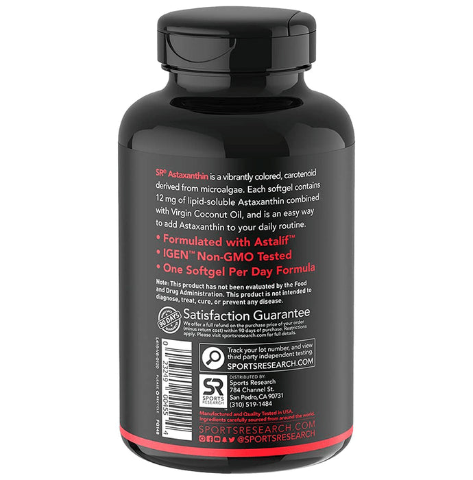 Sports Research Triple Strength Astaxanthin 12mg Veggie Softgel