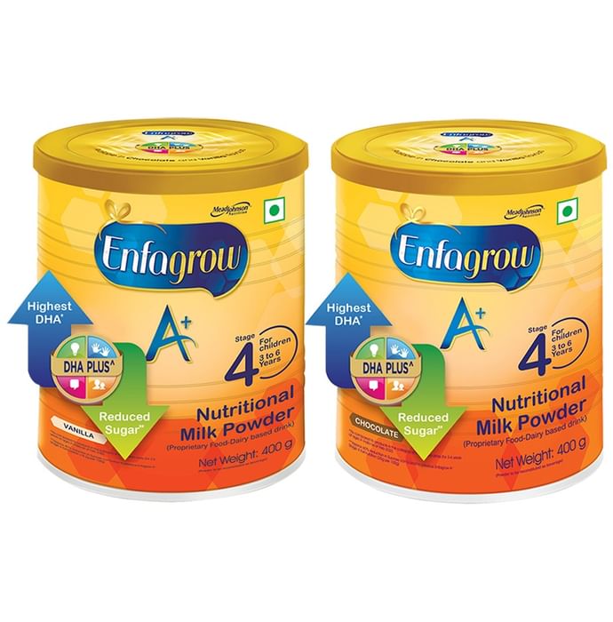 Enfagrow Combo Pack of A+ Stage Nutritional Milk Powder Vanilla A+  Stage Nutritional Milk Powder Chocolate for 3-6 Years (400gm Each)