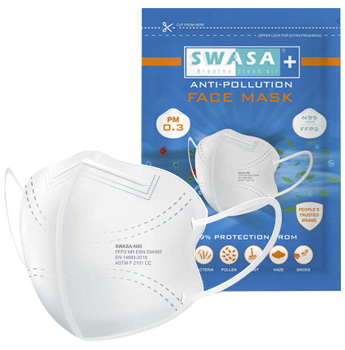 Swasa + PM 0.3 N95 FFP2 Anti-Pollution Face Mask White