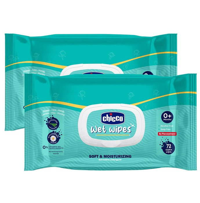 Chicco Soft & Moisturizing Wet Wipes (72 Each) - Classic Derma
