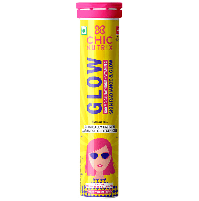 Chicnutrix Glow with Glutathione and Vitamin C for Skin Health | Flavour Strawberry and Lemon Effervescent Tablet - Classic Derma