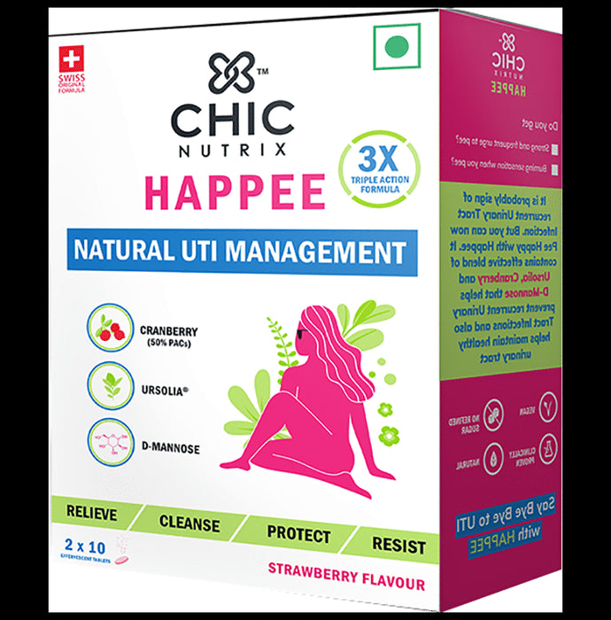 Chicnutrix Happee Natural UTI Management Strawberry Effervescent Tablet - Classic Derma