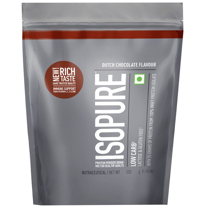 Isopure Low Carb 100% Whey Protein Isolate for Fitness | No Added Sugar | Flavour Dutch Chocolate Lactose Free Gluten Free - Classic Derma