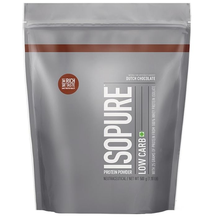 Isopure Low Carb 100% Whey Protein Isolate for Fitness | No Added Sugar | Flavour Dutch Chocolate - Classic Derma