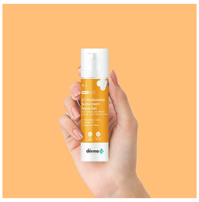 The Derma Co 1% Hyaluronic Sunscreen Aqua Gel with Vitamin E | Fragrance Free