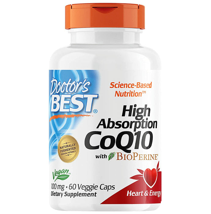 Doctor's Best High Absorption CoQ10 with Bioperine 100mg Veggie Cap | For Heart & Energy - Classic Derma