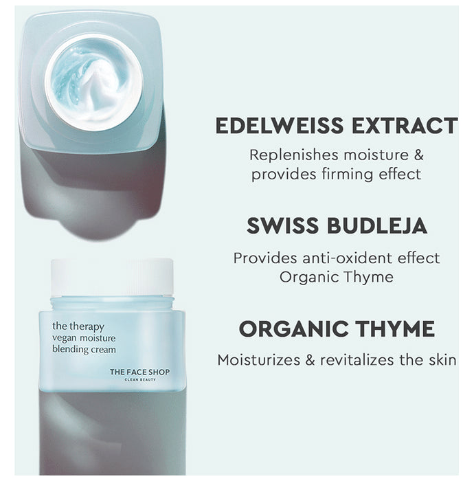 The Face Shop The Therapy Vegan Moisture Blending Cream With 48Hr Hydration, Lightweight Gel & Cream Based Hydration Moisturizer