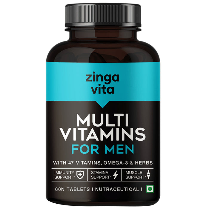 Zingavita Multivitamin For Men with Omega 3 & Herbs | For Immunity & Stamina Support - Classic Derma