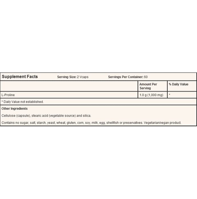 Now Foods L-Proline 500mg Veg Capsule