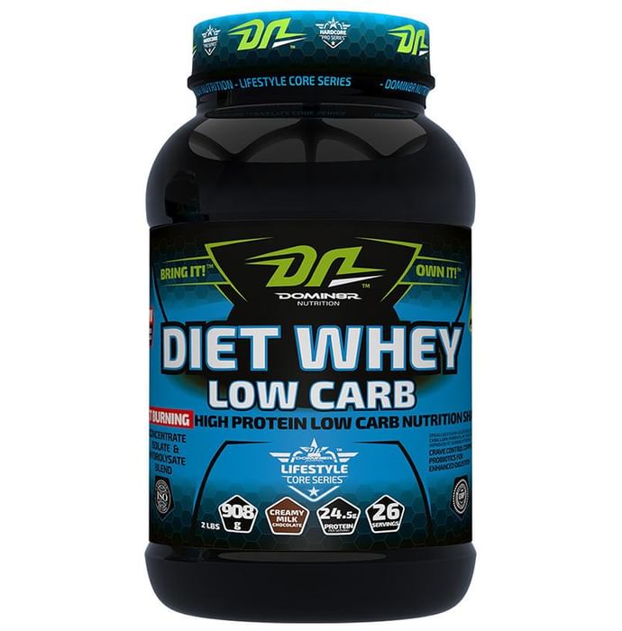 DOMIN8R Diet Whey Protein Low Carb Powder Creamy Milk Chocolate - Classic Derma