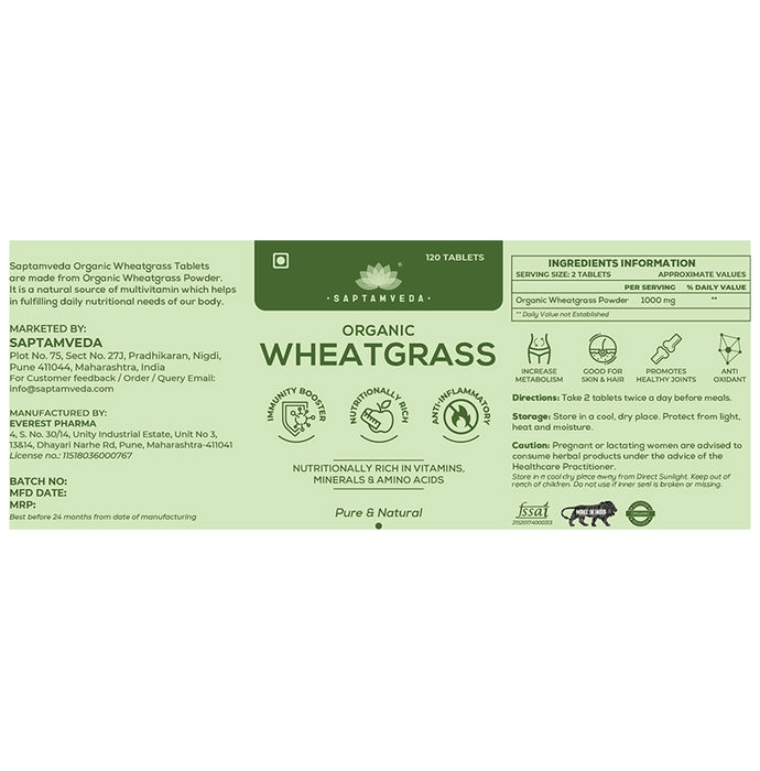 Saptamveda Organic Wheatgrass Tablet
