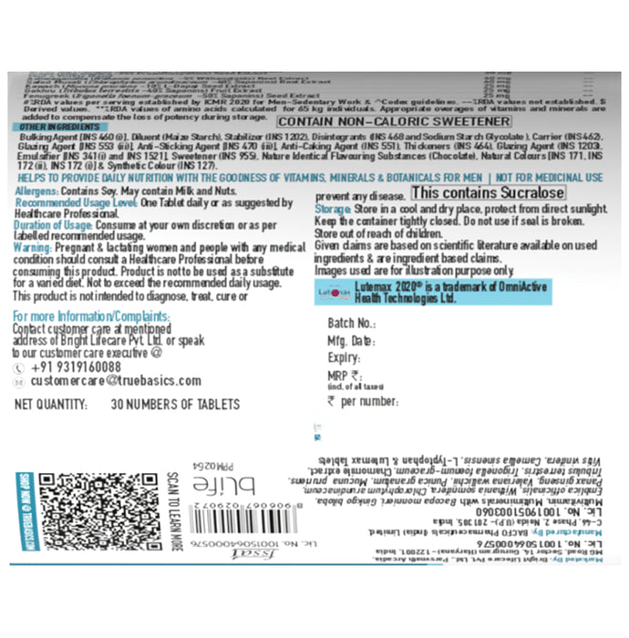 TrueBasics Advanced Multivit Men Tablet, Multivitamin for Men