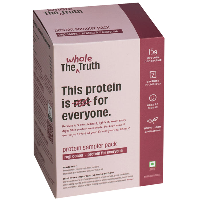 The Whole Truth Protein for Everyone Sampler Sachet (30gm Each) 15gm Protein Per Scoop Ragi Cocoa - Classic Derma