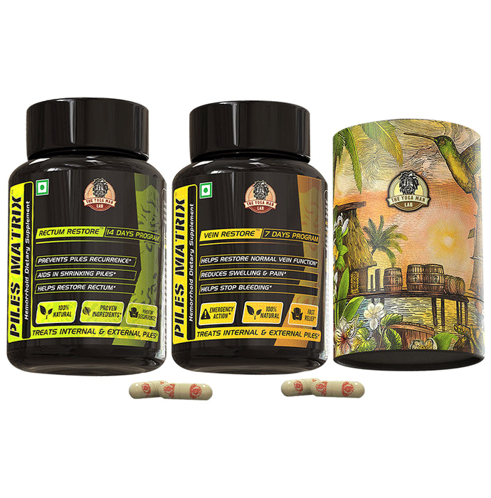 The Yoga Man Lab Combo Pack of Piles Matrix Vein Restore Capsules (32 Each) & Piles Matrix Rectum Restore (42 Each) - Classic Derma