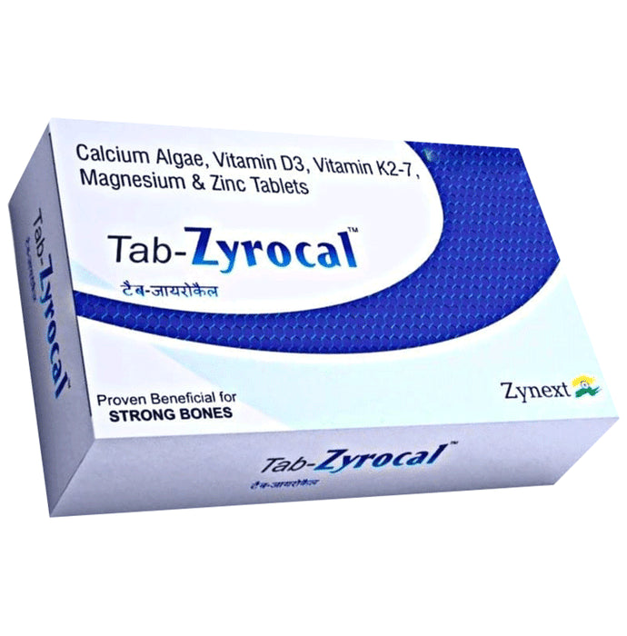 Zyrocal Algae Calcium Vitamin D3 Vitamin K2 Magnesium Zinc ,Plant Based Calcium Supplement,Bone Health Supplement Tablet - Classic Derma