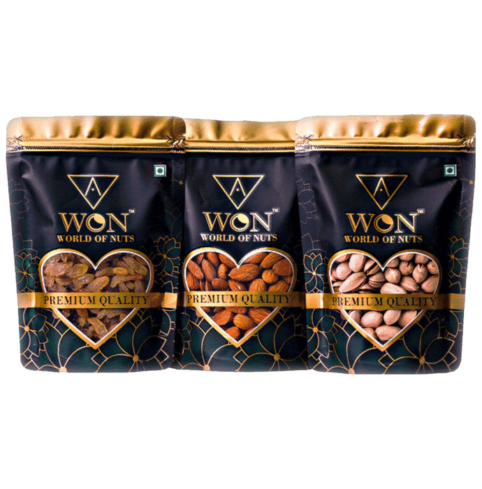 Awon Combo Pack of Kishmish (260gm) ,Almonds (240gm) & Salted Pista (210gm) - Classic Derma