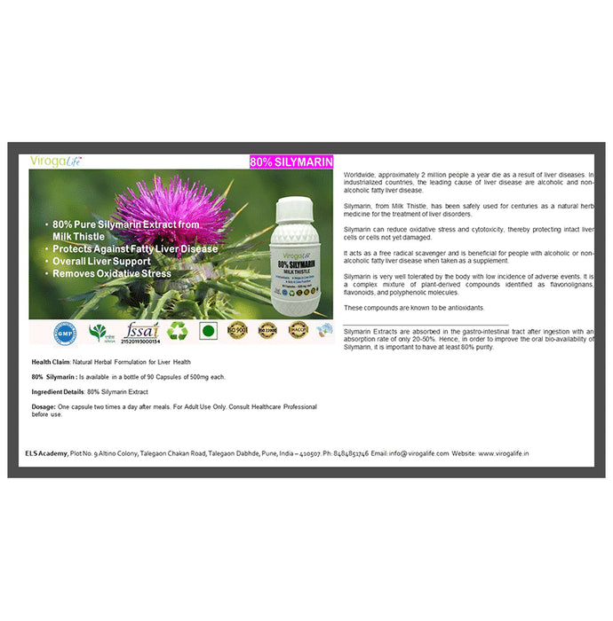 Viroga Life 80% Silymarin Milk Thistle Capsule
